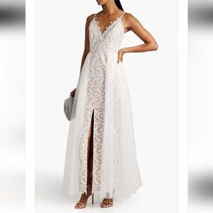 Aidan Mattox V Neck Embroidered Dress